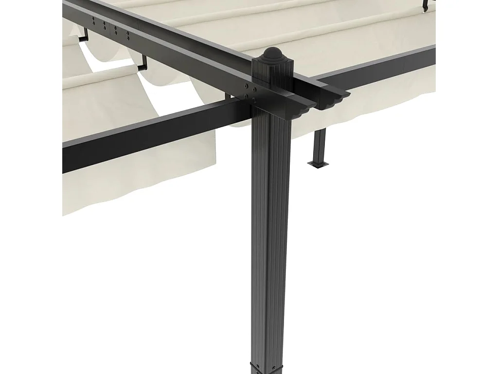 Cenador de jardín con techo retráctil aluminio crema 3x6 m