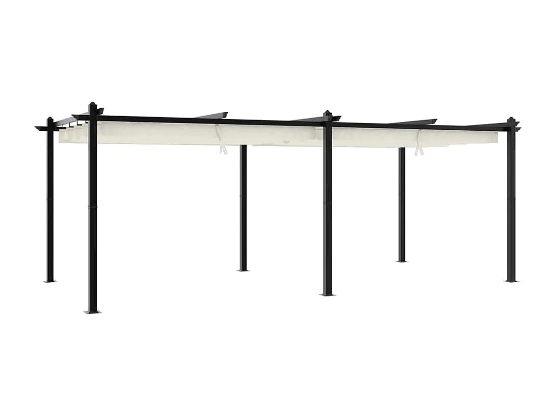 Cenador de jardín con techo retráctil aluminio crema 3x6 m