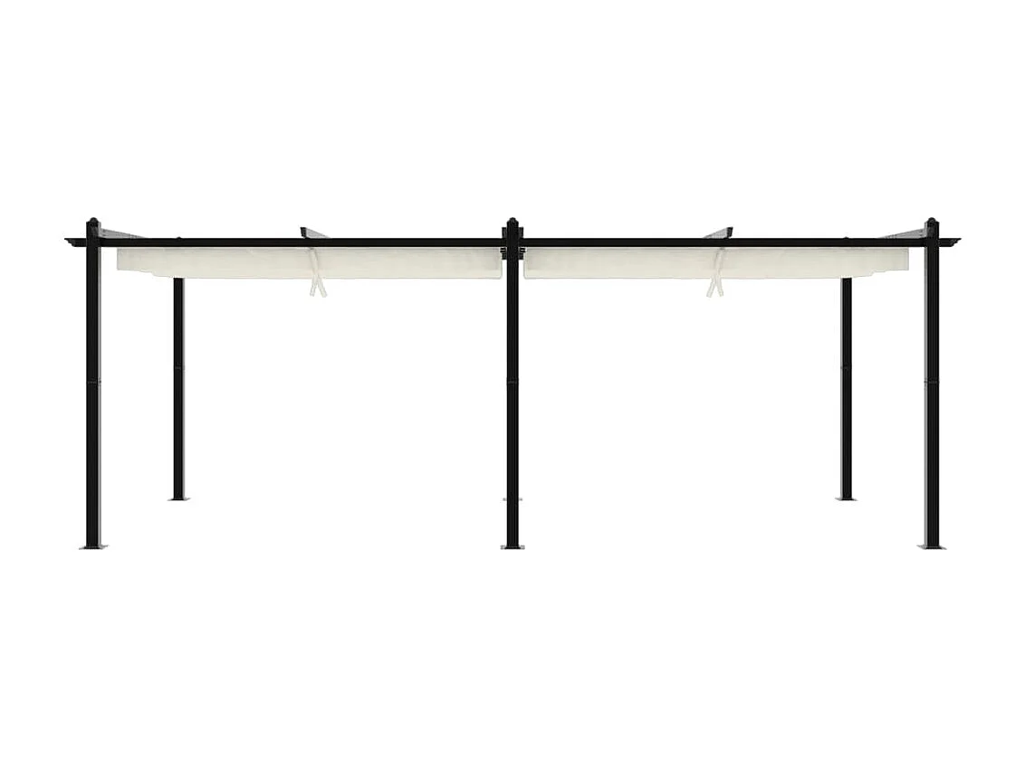 Cenador de jardín con techo retráctil aluminio crema 3x6 m