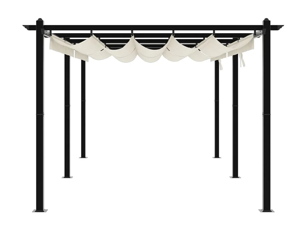 Tonnelle de jardin avec toit rétractable crème 3x6 m aluminium