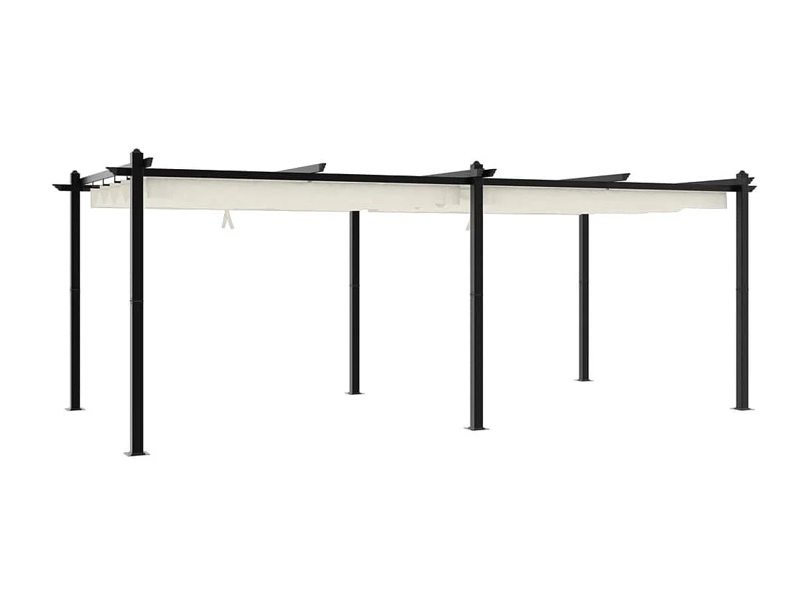 Tonnelle de jardin avec toit rétractable crème 3x6 m aluminium