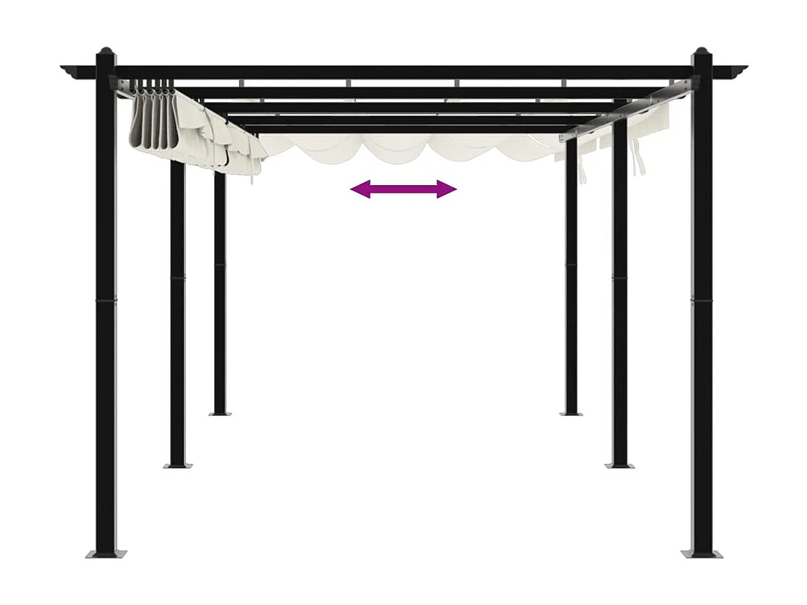 Tonnelle de jardin avec toit rétractable crème 3x6 m aluminium