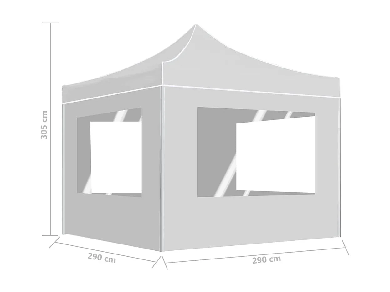 Tente de réception pliable avec parois Aluminium 3x3 m Blanc