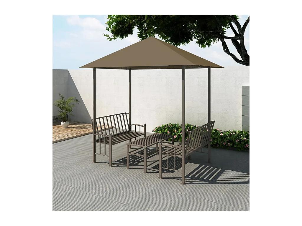 Tuinpaviljoen met tafel en bankjes 180 g/m² 2,5x1,5x2,4 m taupe