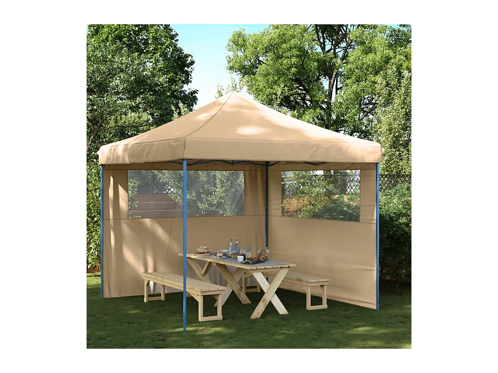 Tendone per Feste Pieghevole Pop-Up con 2 Pareti Beige