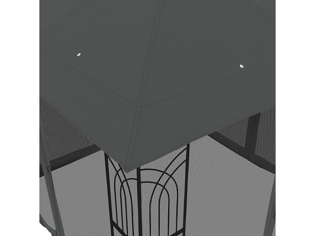 Tonnelle avec double toit et parois en filet anthracite acier