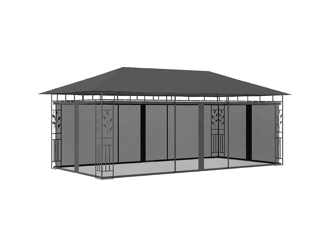 Pavillon mit Moskitonetz 6x3x2,73 m Anthrazit