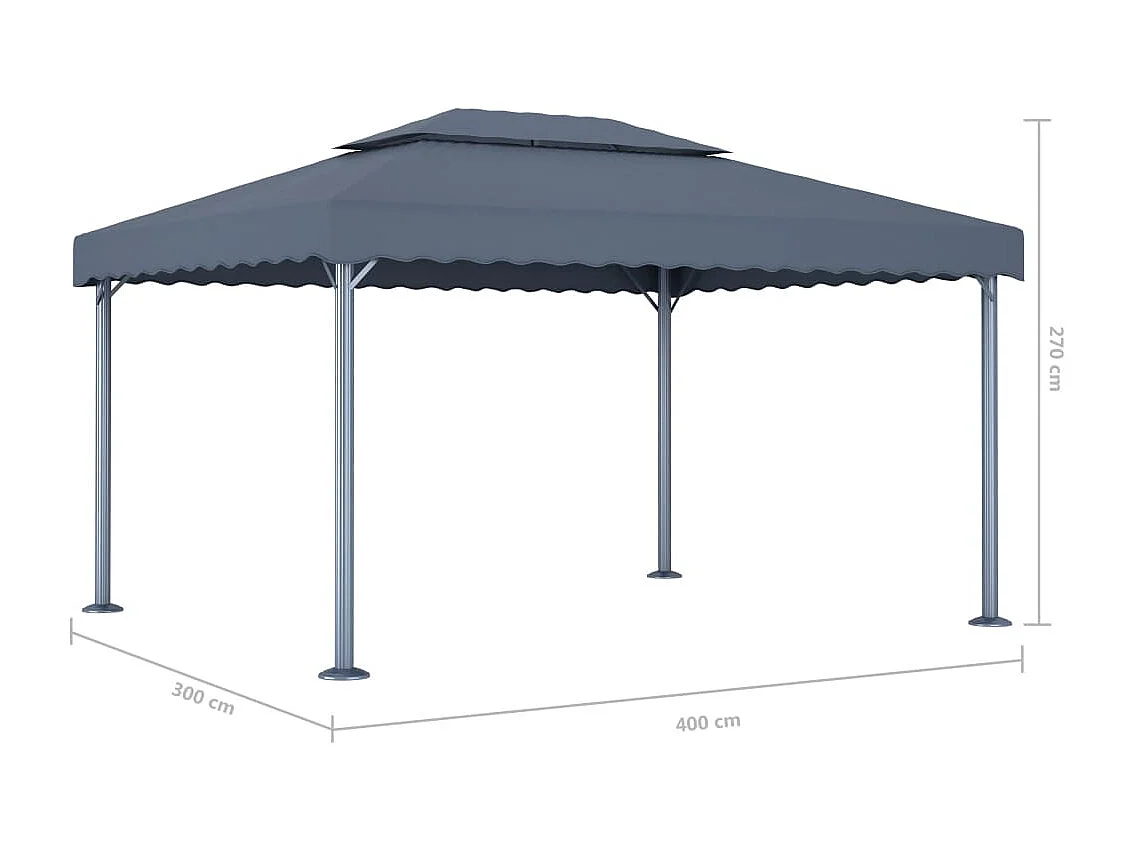 Tonnelle 400x300 cm Anthracite Aluminium