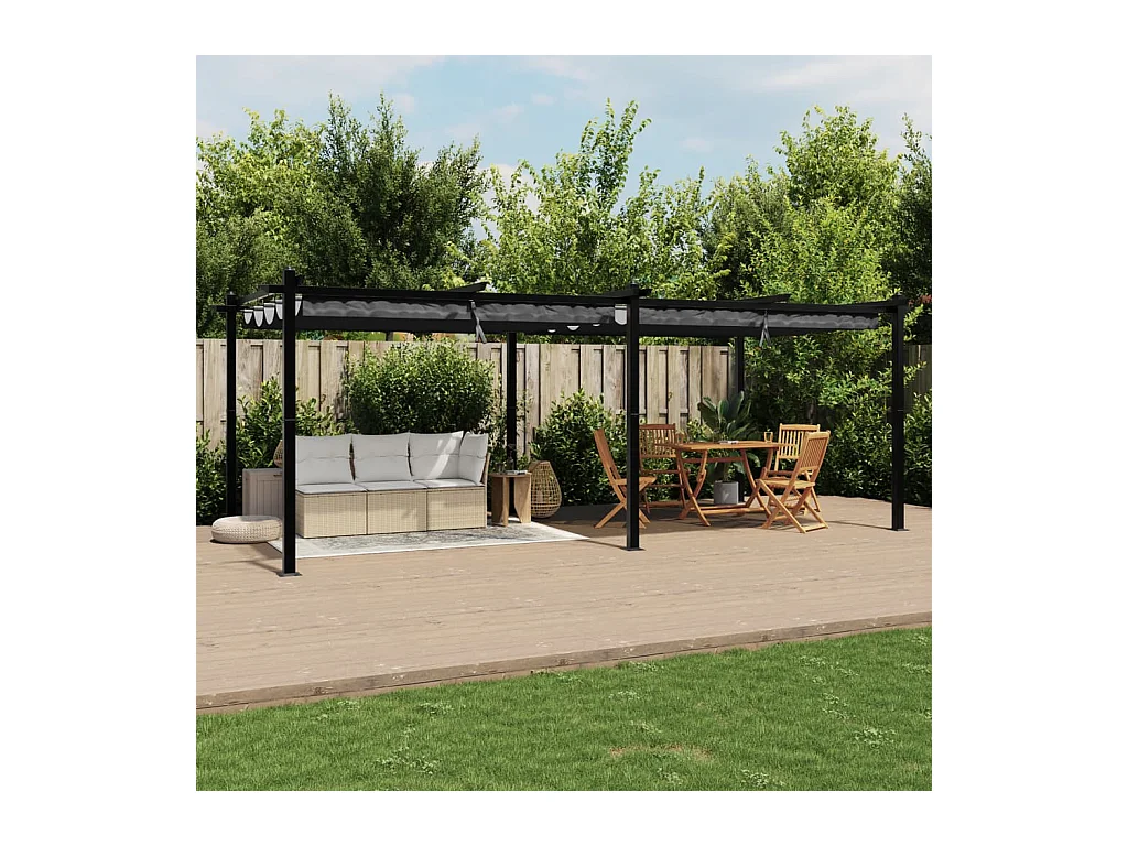 Gartenpavillon mit Ausziehbarem Dach Anthrazit 3x6 m Aluminium