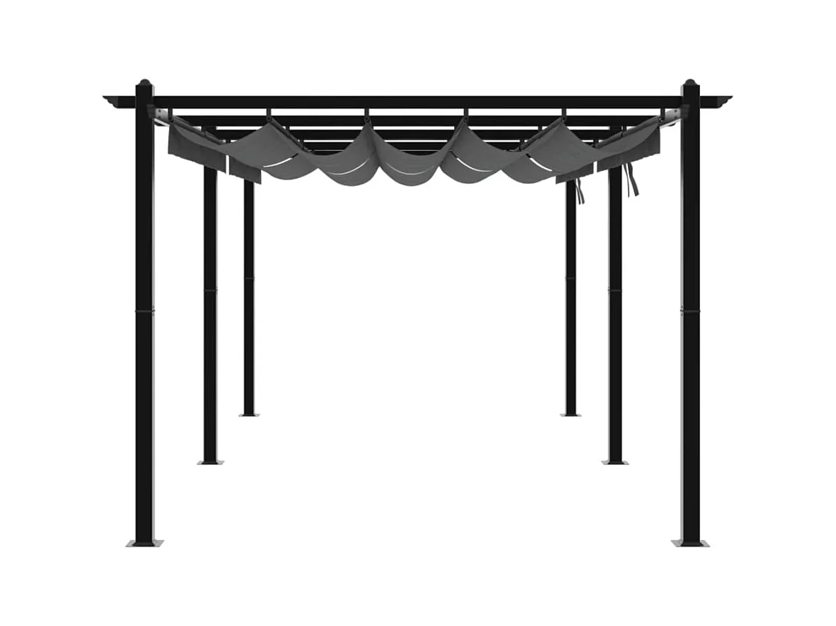Gartenpavillon mit Ausziehbarem Dach Anthrazit 3x6 m Aluminium