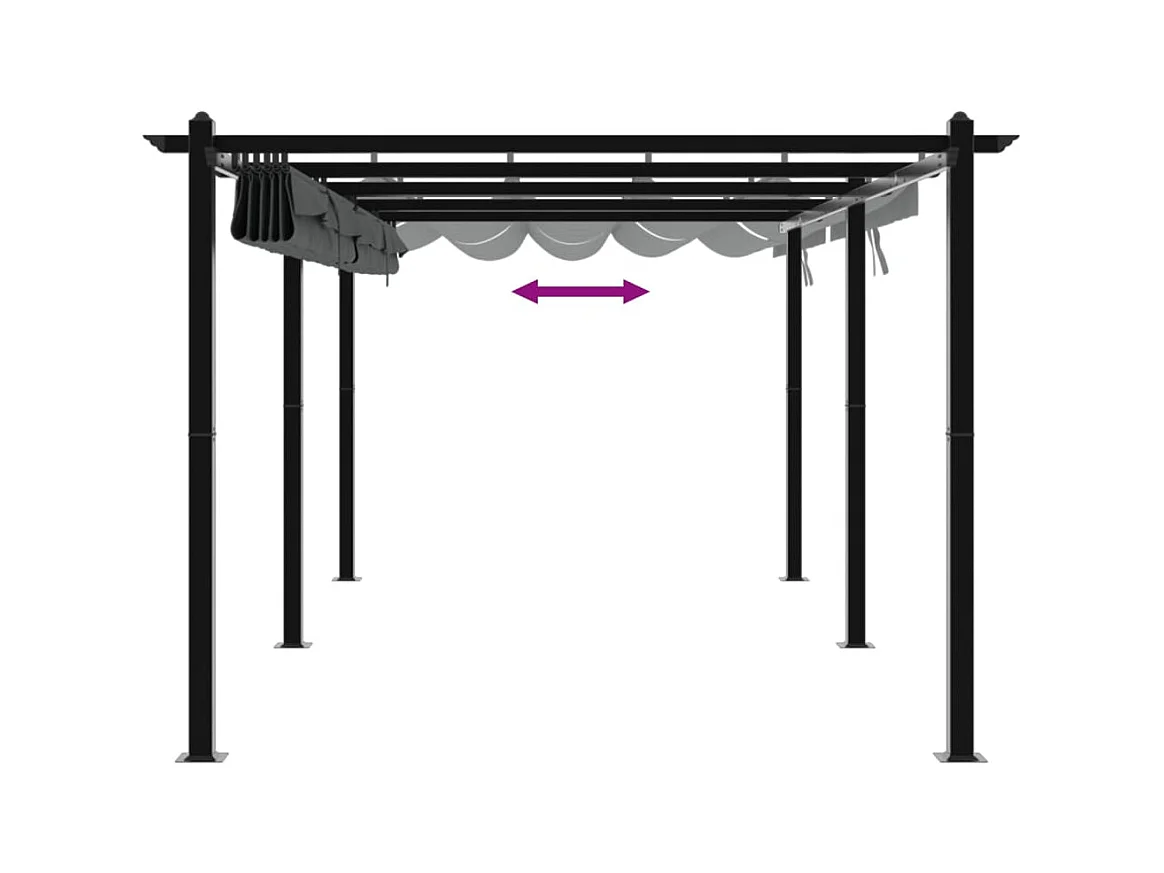 Gartenpavillon mit Ausziehbarem Dach Anthrazit 3x6 m Aluminium