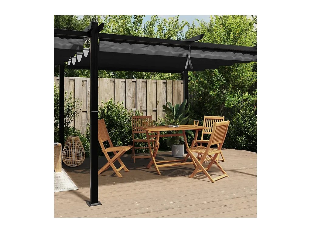 Gartenpavillon mit Ausziehbarem Dach Anthrazit 3x6 m Aluminium