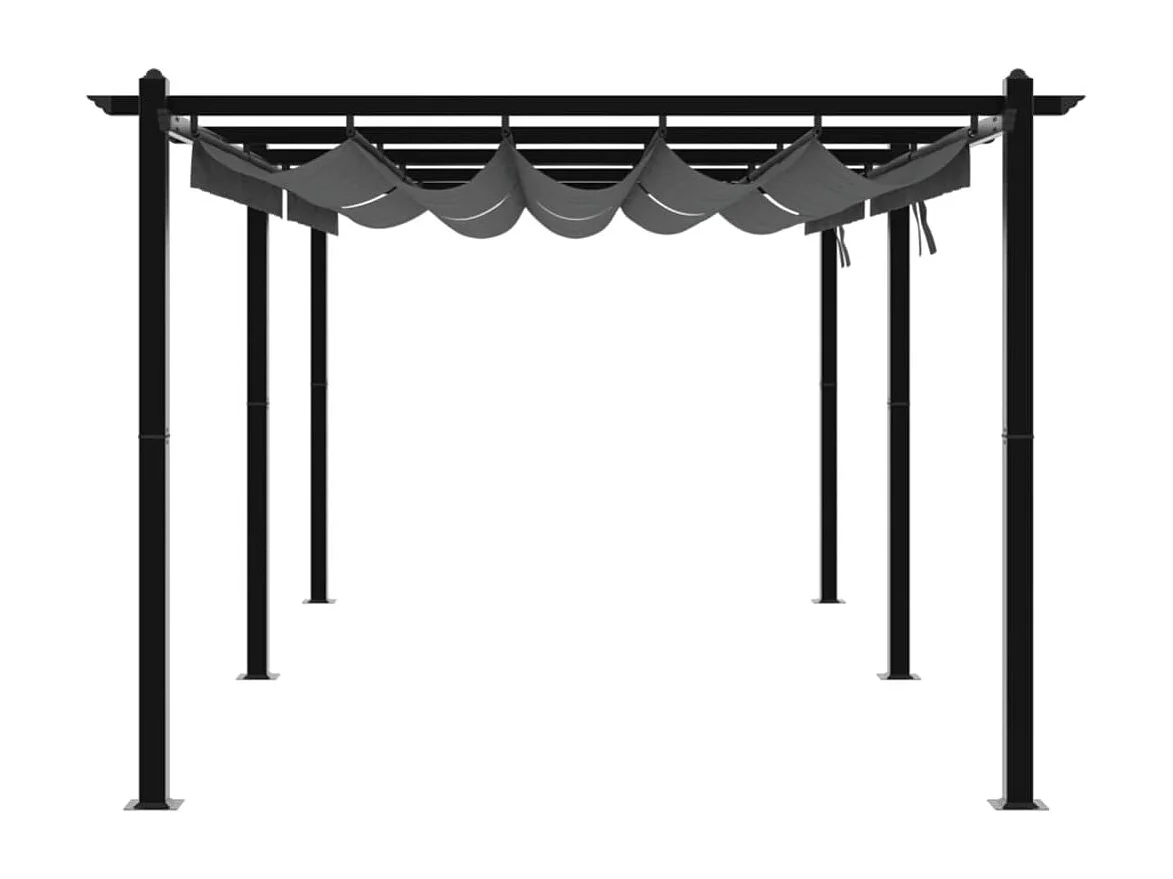 Cenador de jardín con techo retráctil aluminio antracita 3x6 m