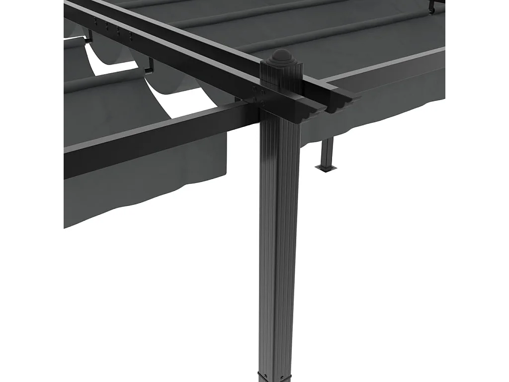 Cenador de jardín con techo retráctil aluminio antracita 3x6 m