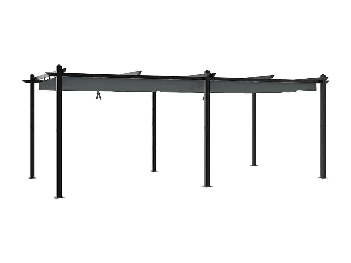 Cenador de jardín con techo retráctil aluminio antracita 3x6 m