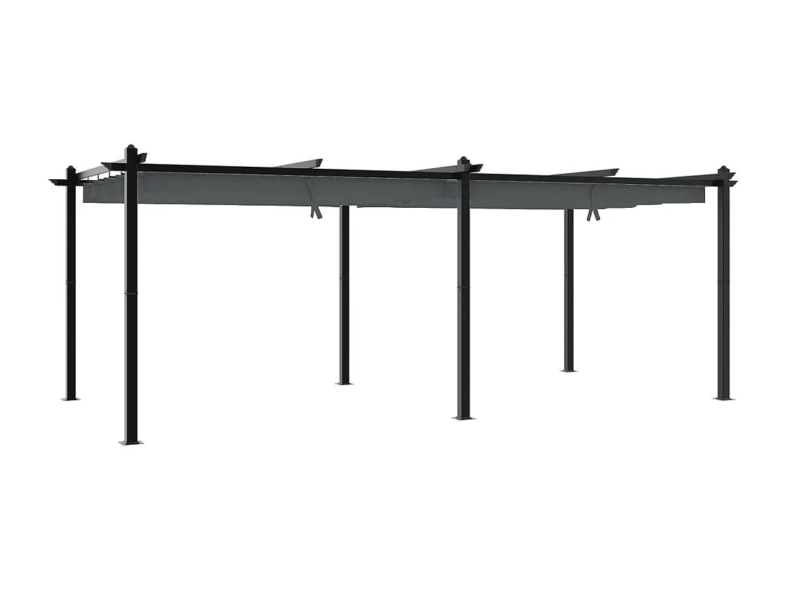 Cenador de jardín con techo retráctil aluminio antracita 3x6 m