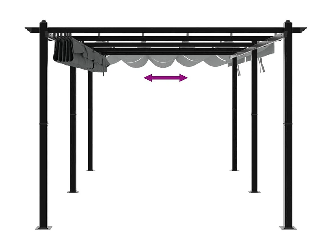 Tonnelle avec toit rétractable anthracite 3x6 m aluminium