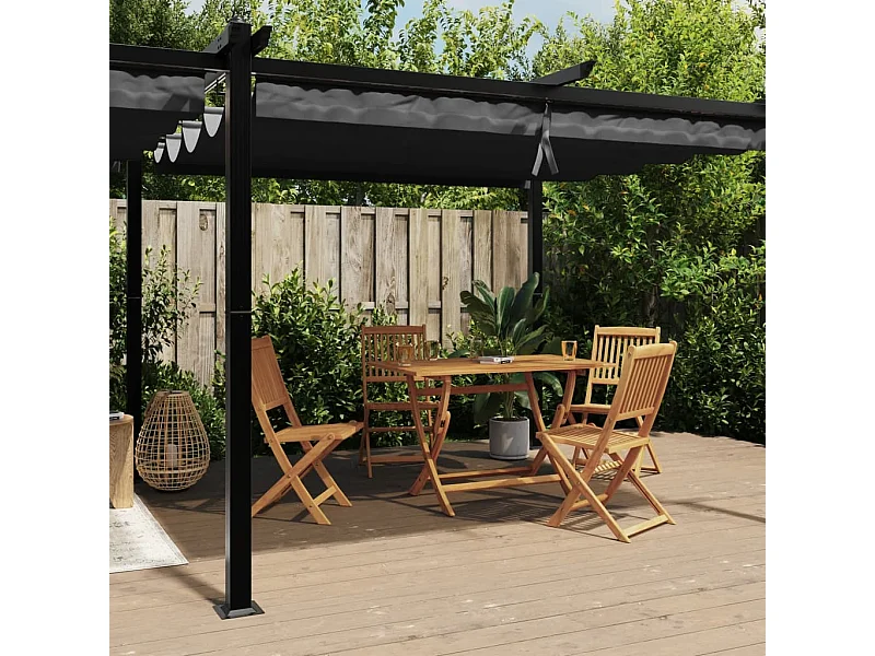 Prieel met uittrekbaar dak 3x6 m aluminium antracietkleurig