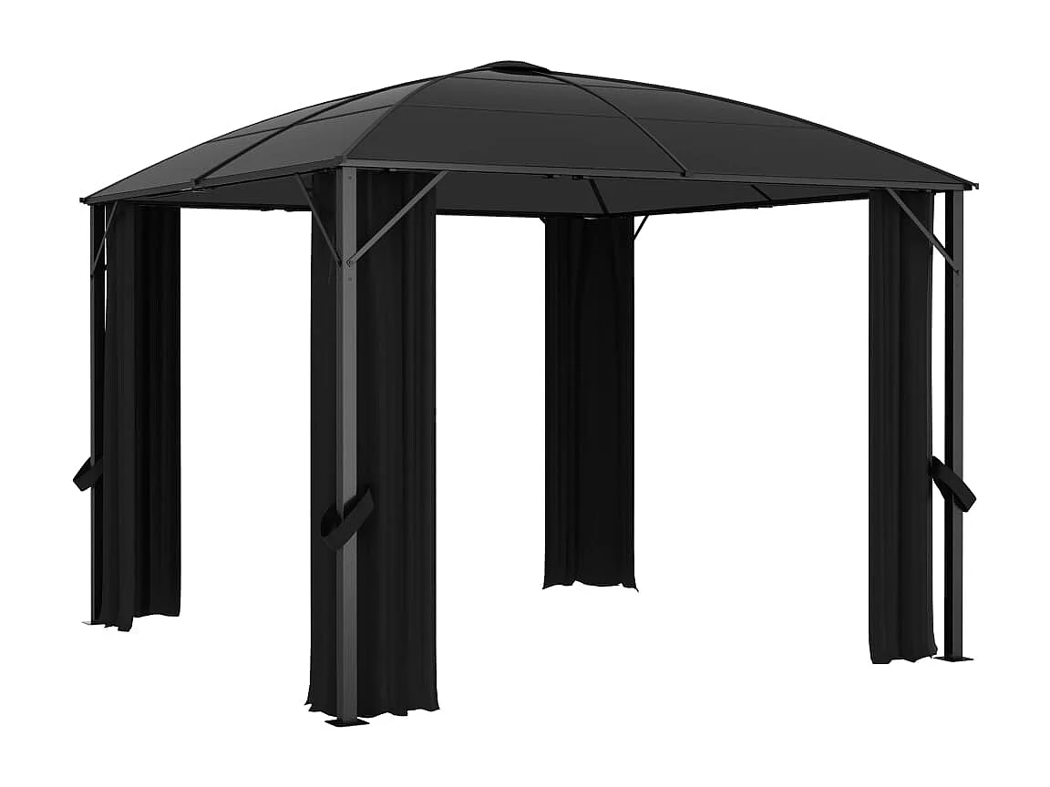Tonnelle avec rideaux 300x300x265 cm Anthracite