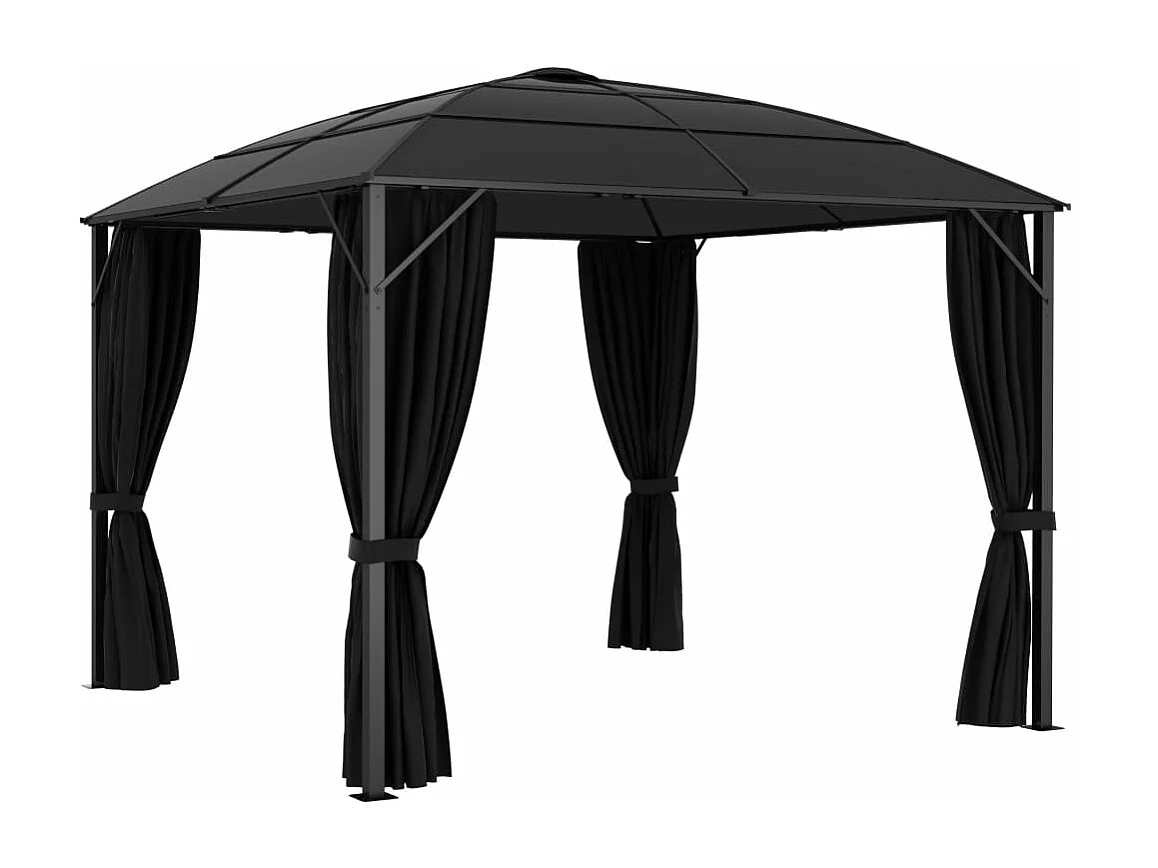 Tonnelle avec rideaux 300x300x265 cm Anthracite