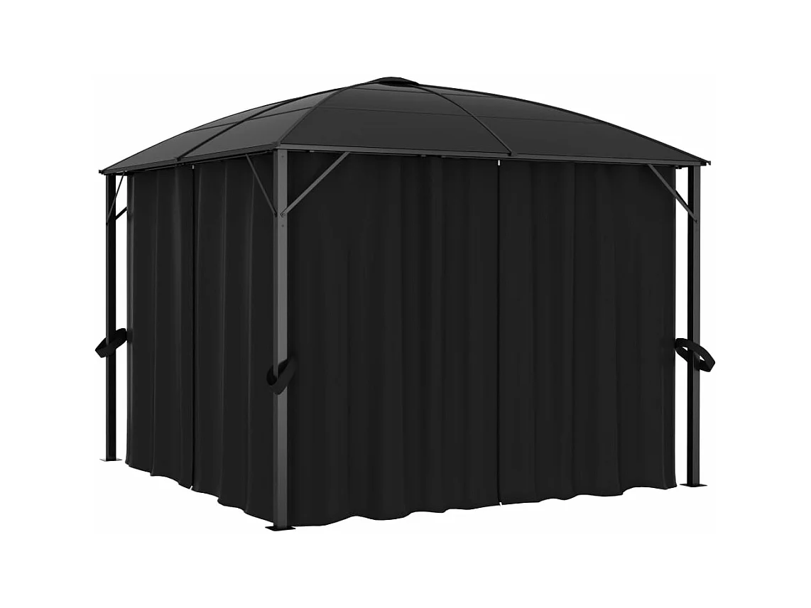 Pavillon mit Vorhängen 300 x 300 x 265 cm Anthrazit