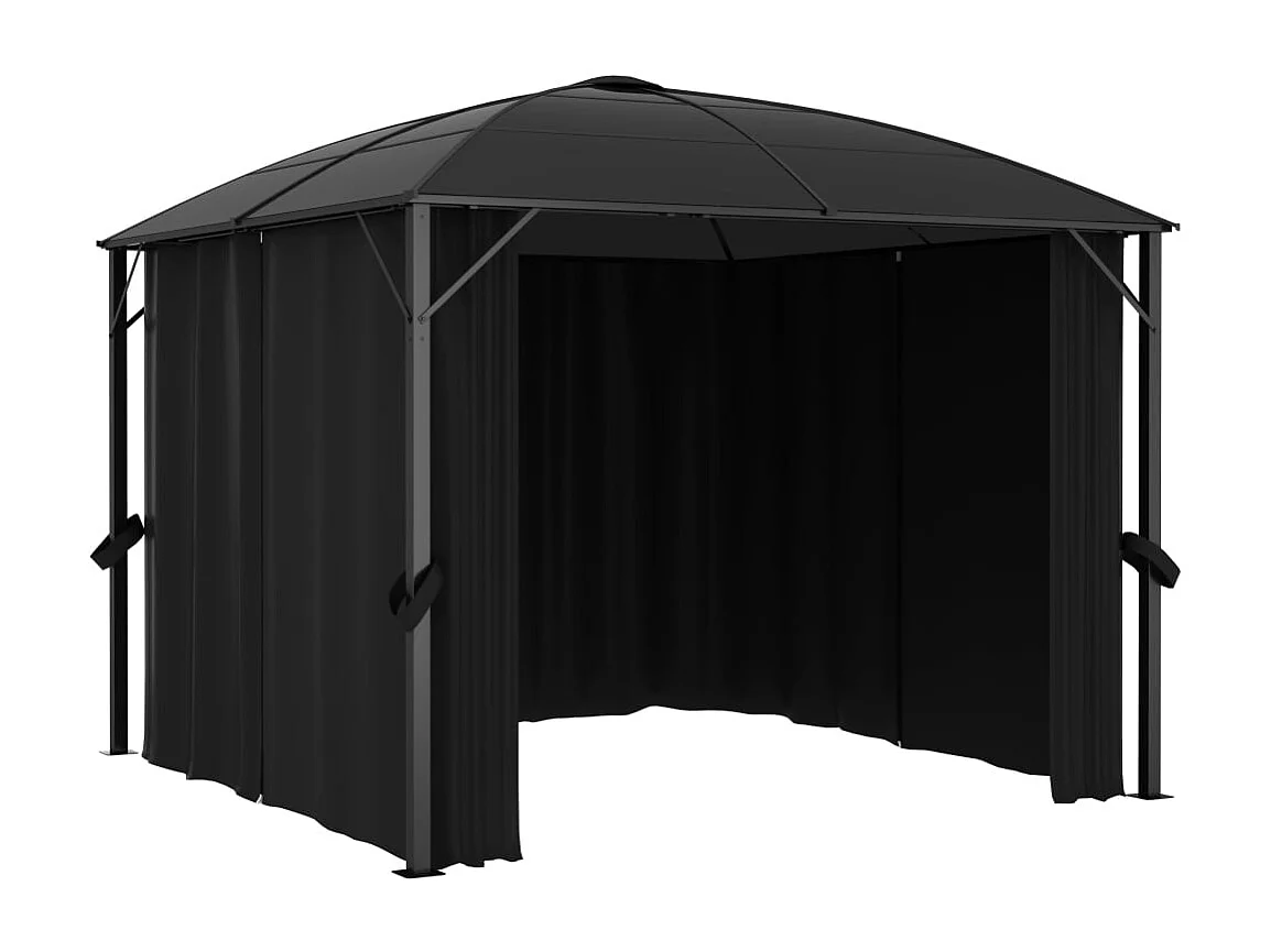 Tonnelle avec rideaux 300x300x265 cm Anthracite