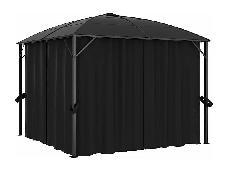 Tonnelle avec rideaux 300x300x265 cm Anthracite