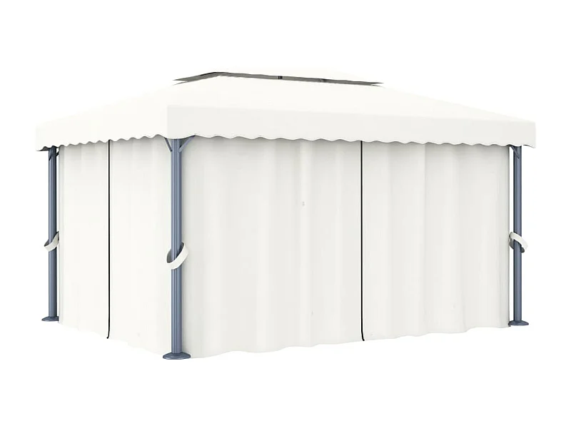Tonnelle avec rideau 4x3 m Blanc crème Aluminium