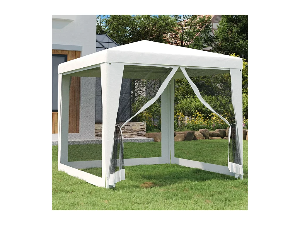 Tente de réception 4 parois latérales en maille 2,5x2,5 m Blanc