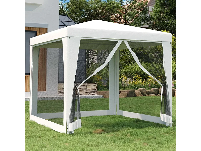 Tente de réception 4 parois latérales en maille 2,5x2,5 m Blanc