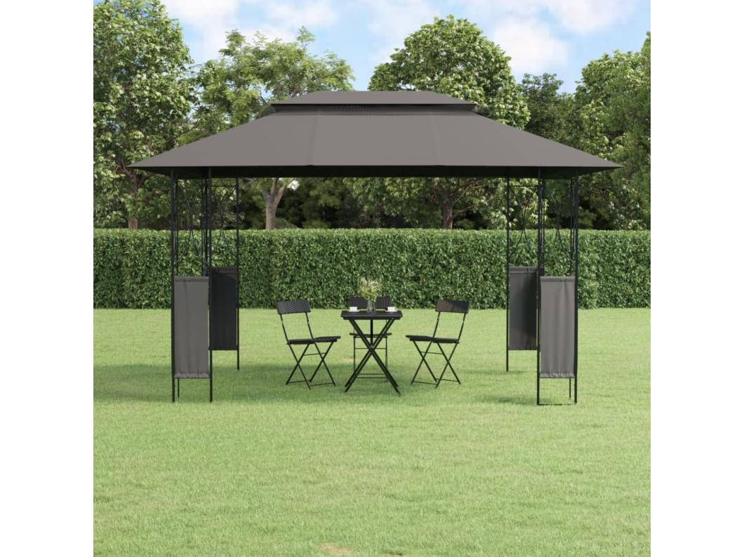 Gazebo con Tetto Antracite 400x300x270 cm Acciaio