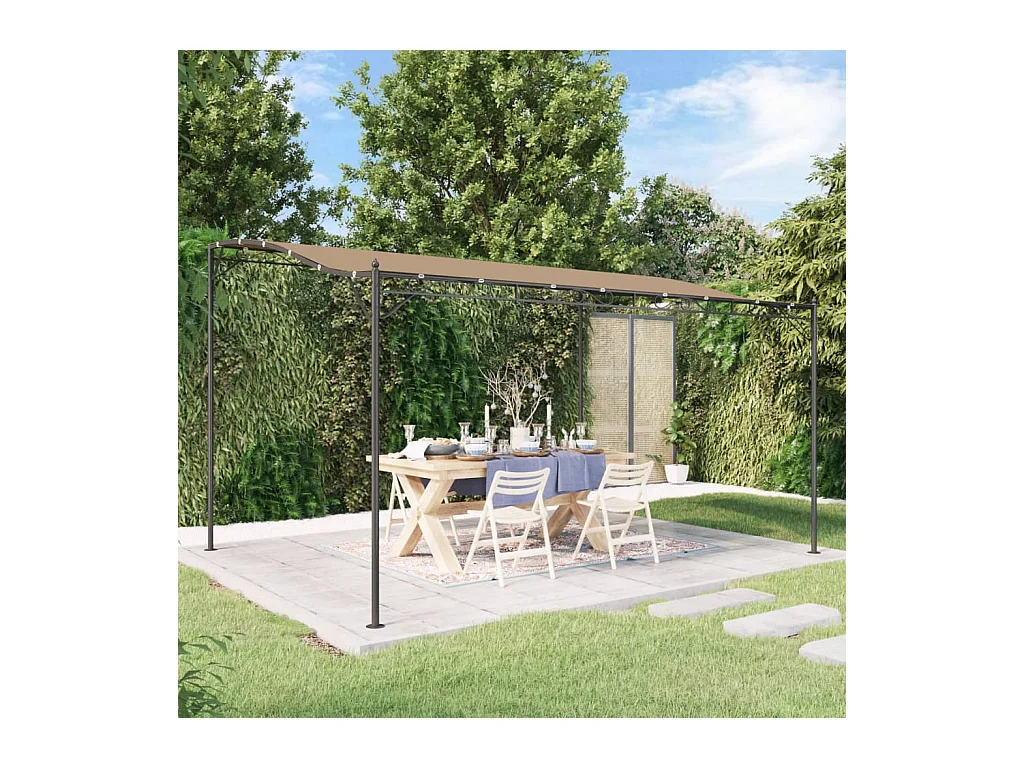 Auvent taupe 4x3 m 180 g/m² tissu et acier