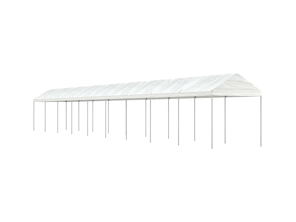Prieel met dak 20,07x2,28x2,69 m polyetheen wit