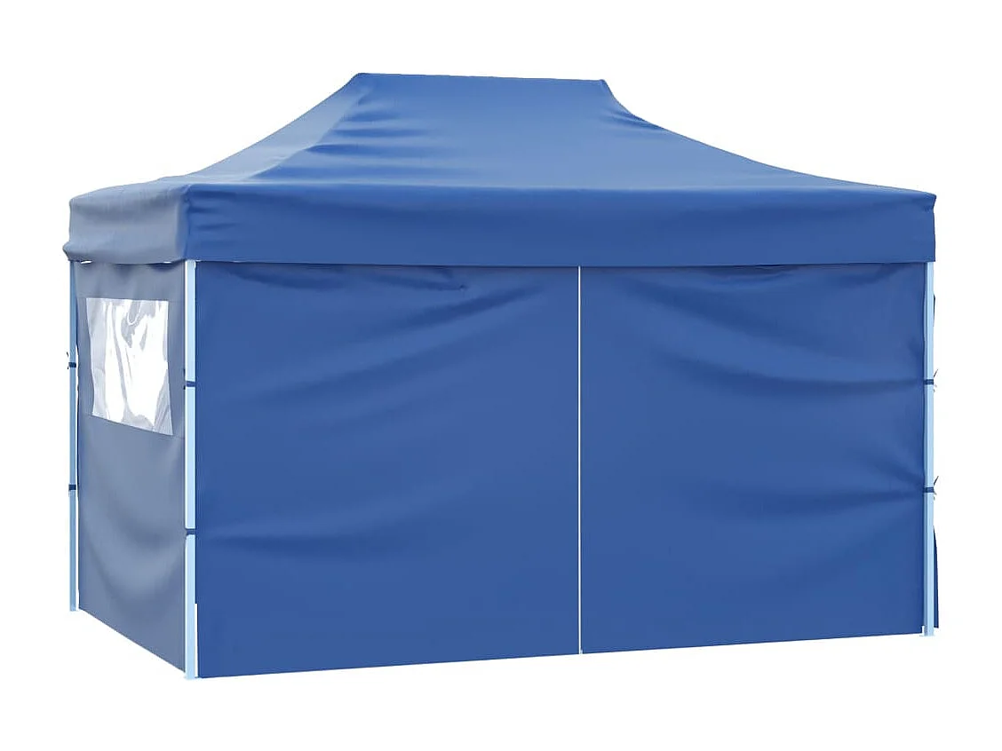 Tente pliable avec 4 parois latérales 3 x 4,5 m Bleu