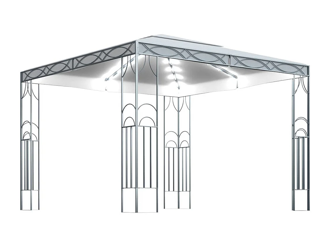 Gazebo con Stringa di Luci LED 300x300 cm Crema