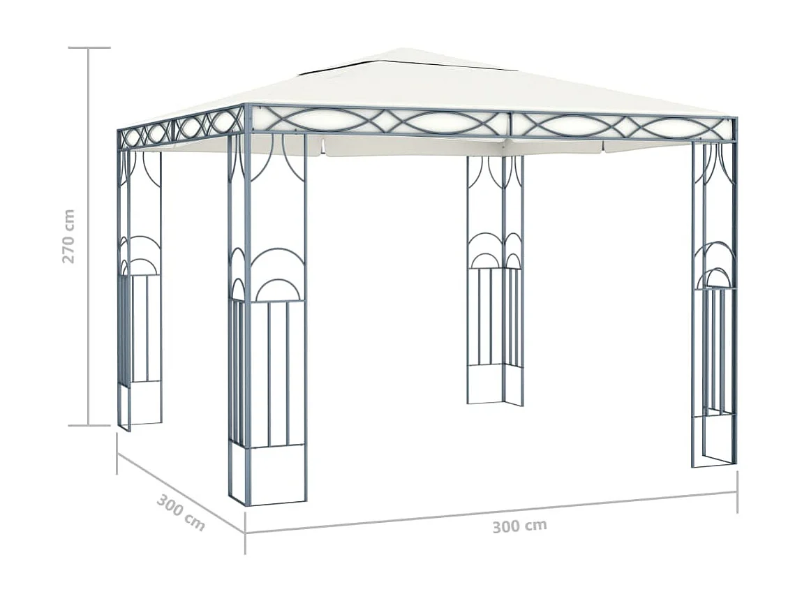 Gazebo con Stringa di Luci LED 300x300 cm Crema