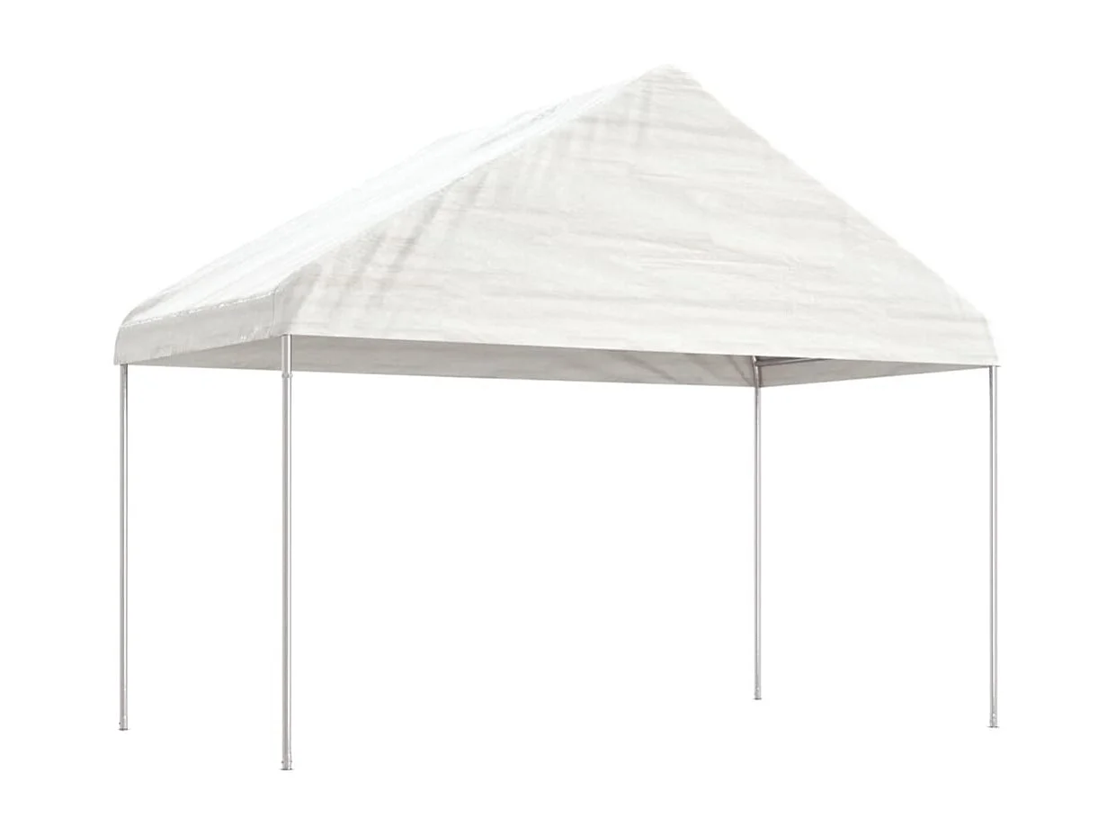 Cenador con techo polietileno blanco 8,92x4,08x3,22 m
