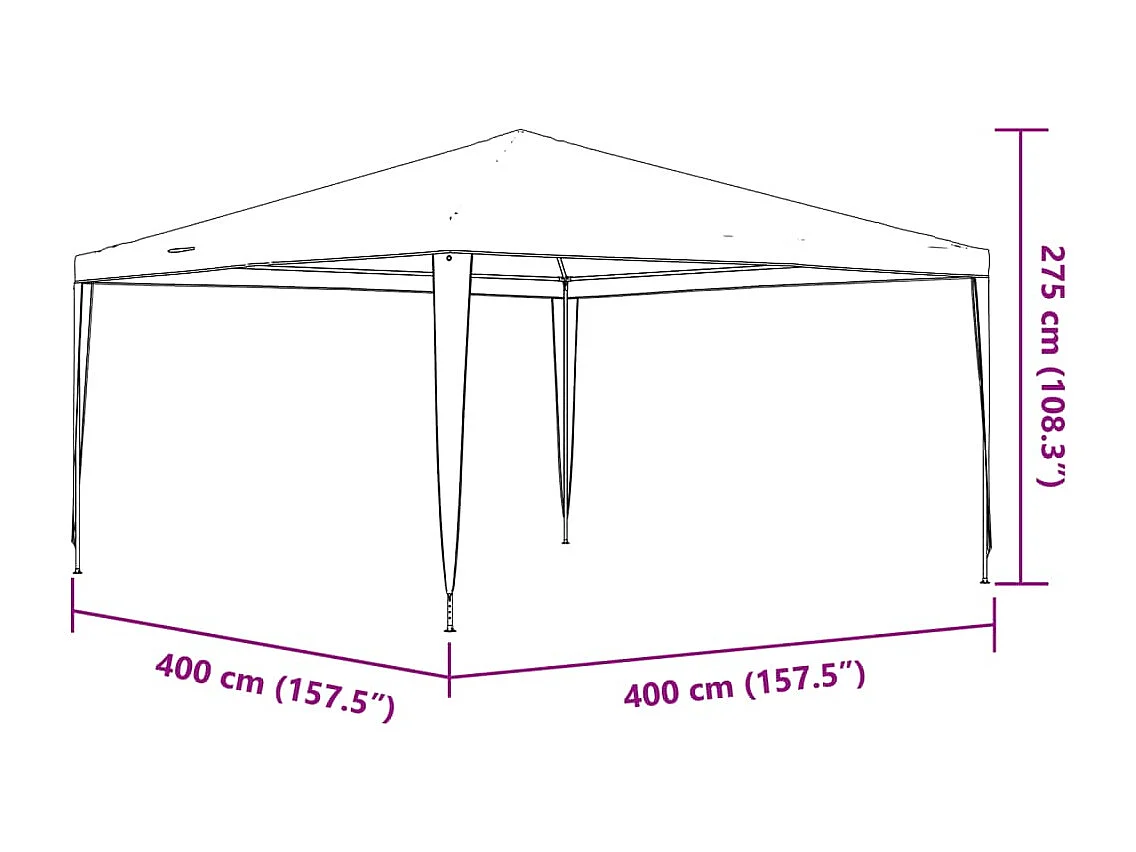 Tente de réception professionnelle 4x4 m Anthracite 90 g/m²