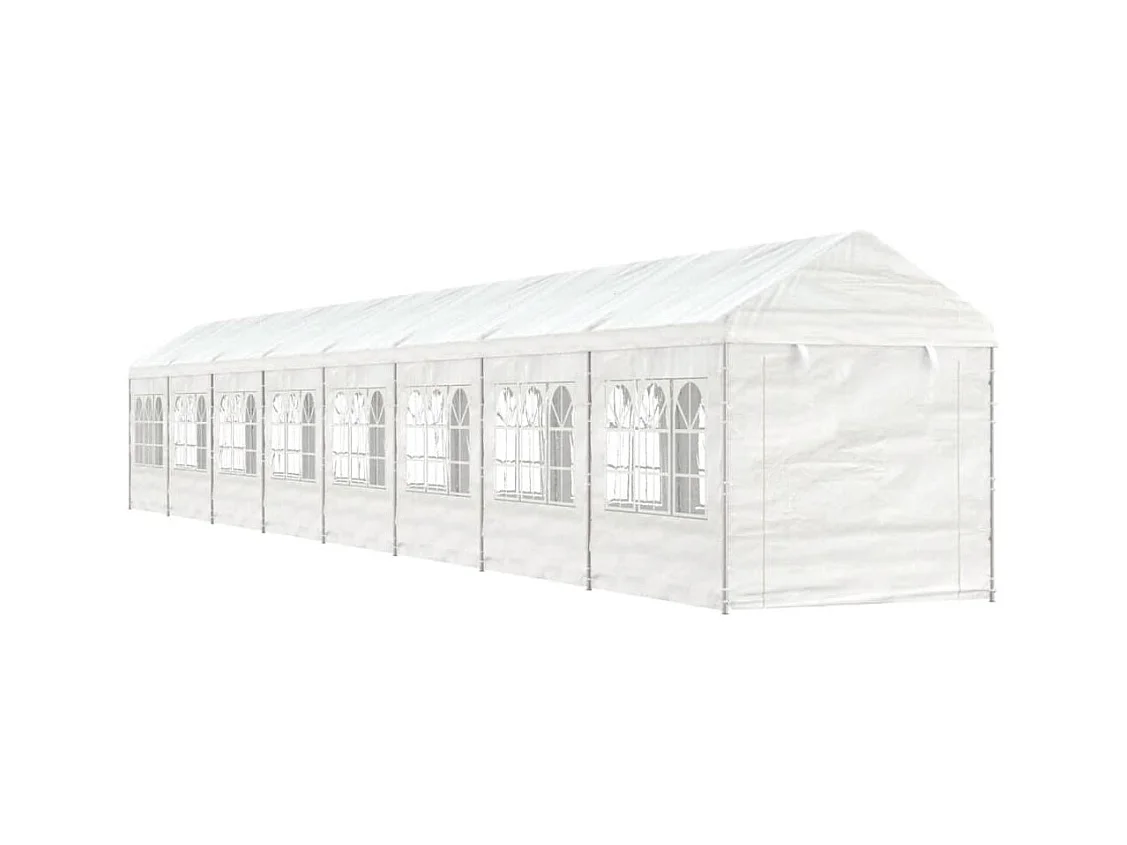 Prieel met dak 17,84x2,28x2,69 m polyetheen wit