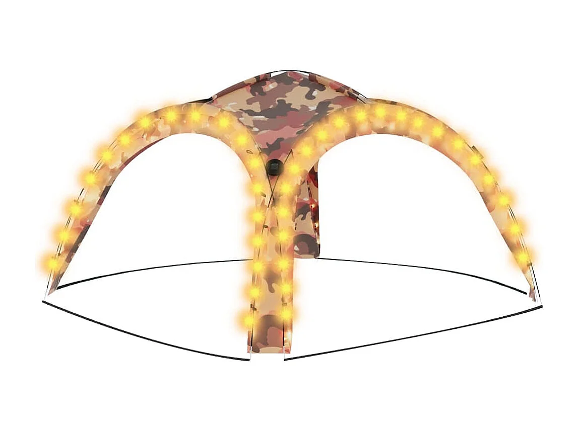 Partytent met LED en 4 zijwanden 3,6x3,6x2,3 m camouflage