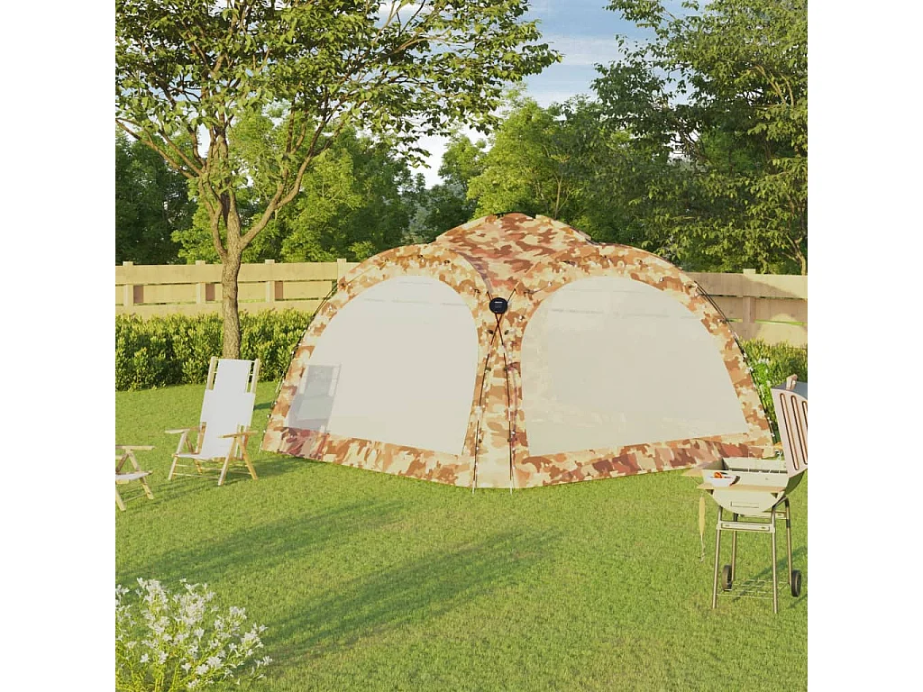 Partytent met LED en 4 zijwanden 3,6x3,6x2,3 m camouflage