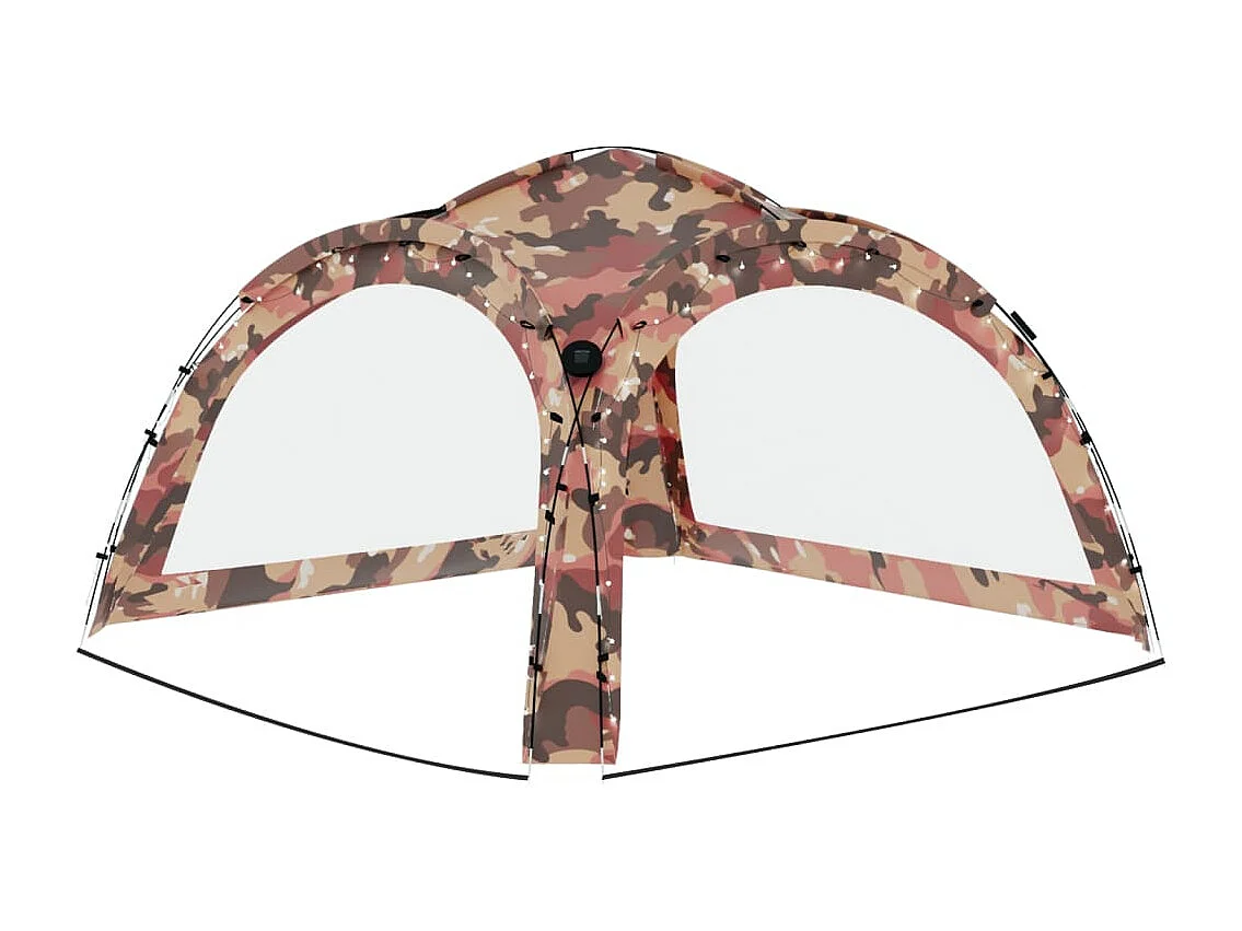 Partytent met LED en 4 zijwanden 3,6x3,6x2,3 m camouflage