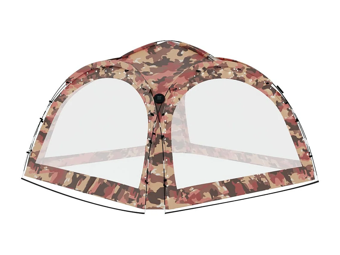 Partytent met LED en 4 zijwanden 3,6x3,6x2,3 m camouflage