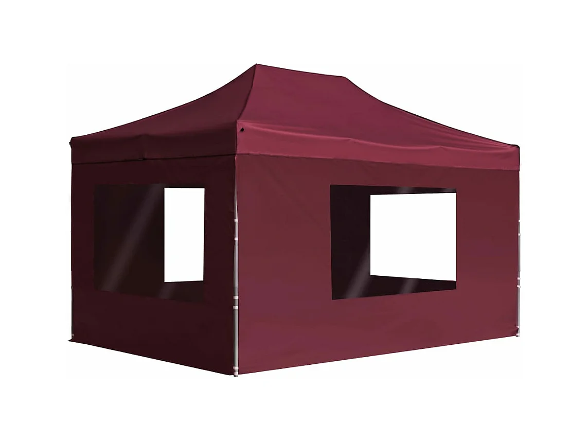 Tente de réception pliable et parois Aluminium 4,5x3 m Bordeaux