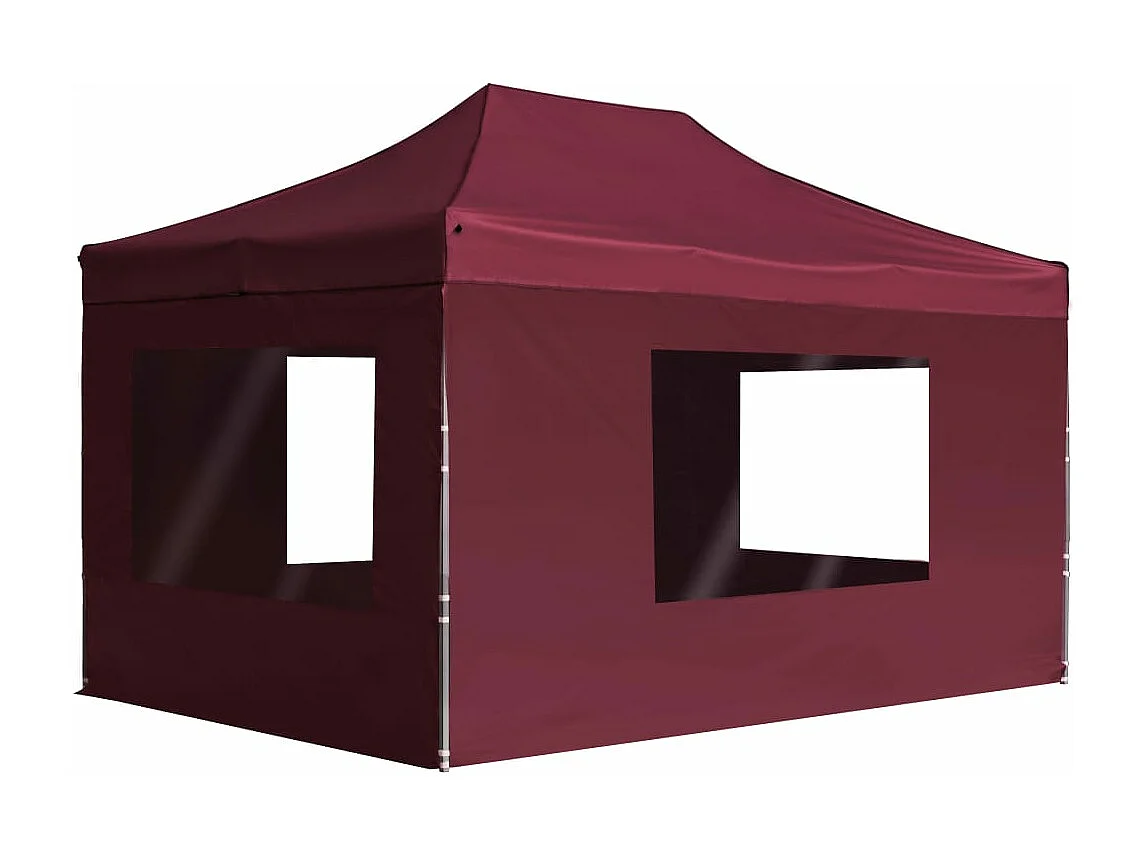 Tente de réception pliable et parois Aluminium 4,5x3 m Bordeaux