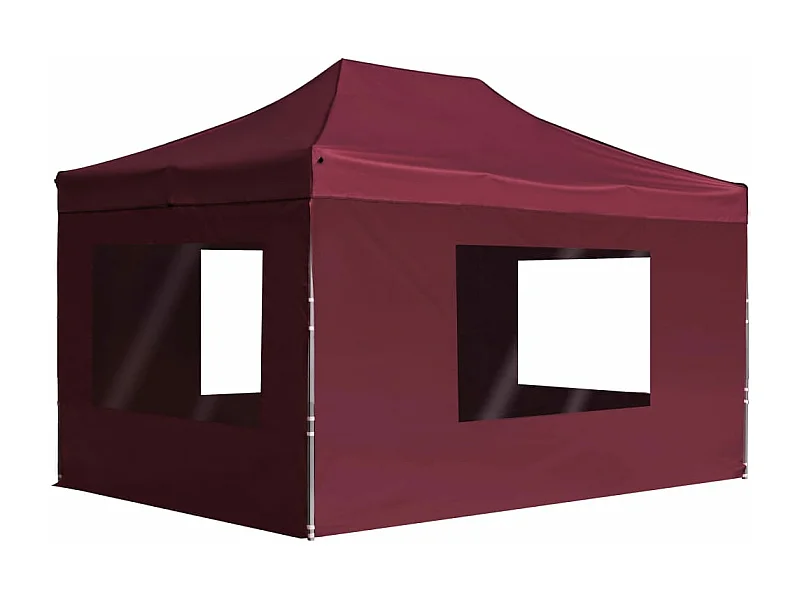 Tente de réception pliable et parois Aluminium 4,5x3 m Bordeaux