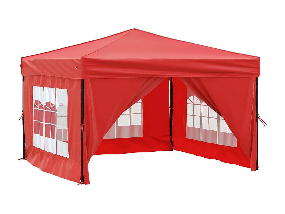 Tente de réception pliable avec parois Rouge 3x3 m