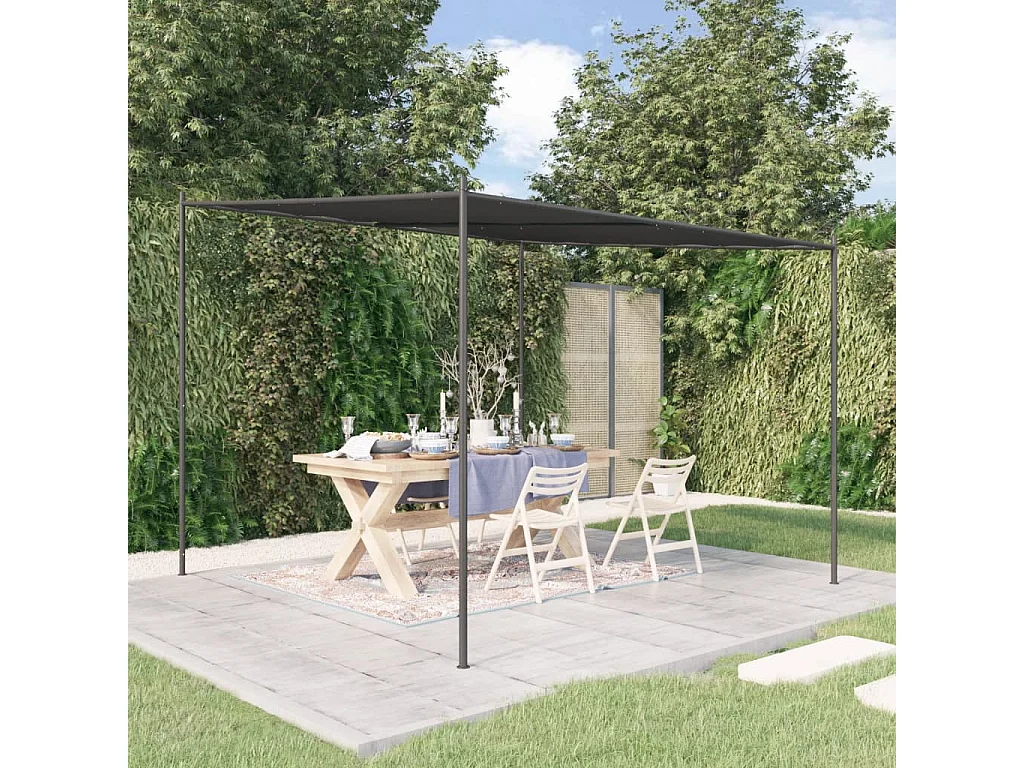 Cenador acero y tela gris antracita 3x3 m 180 g/m²