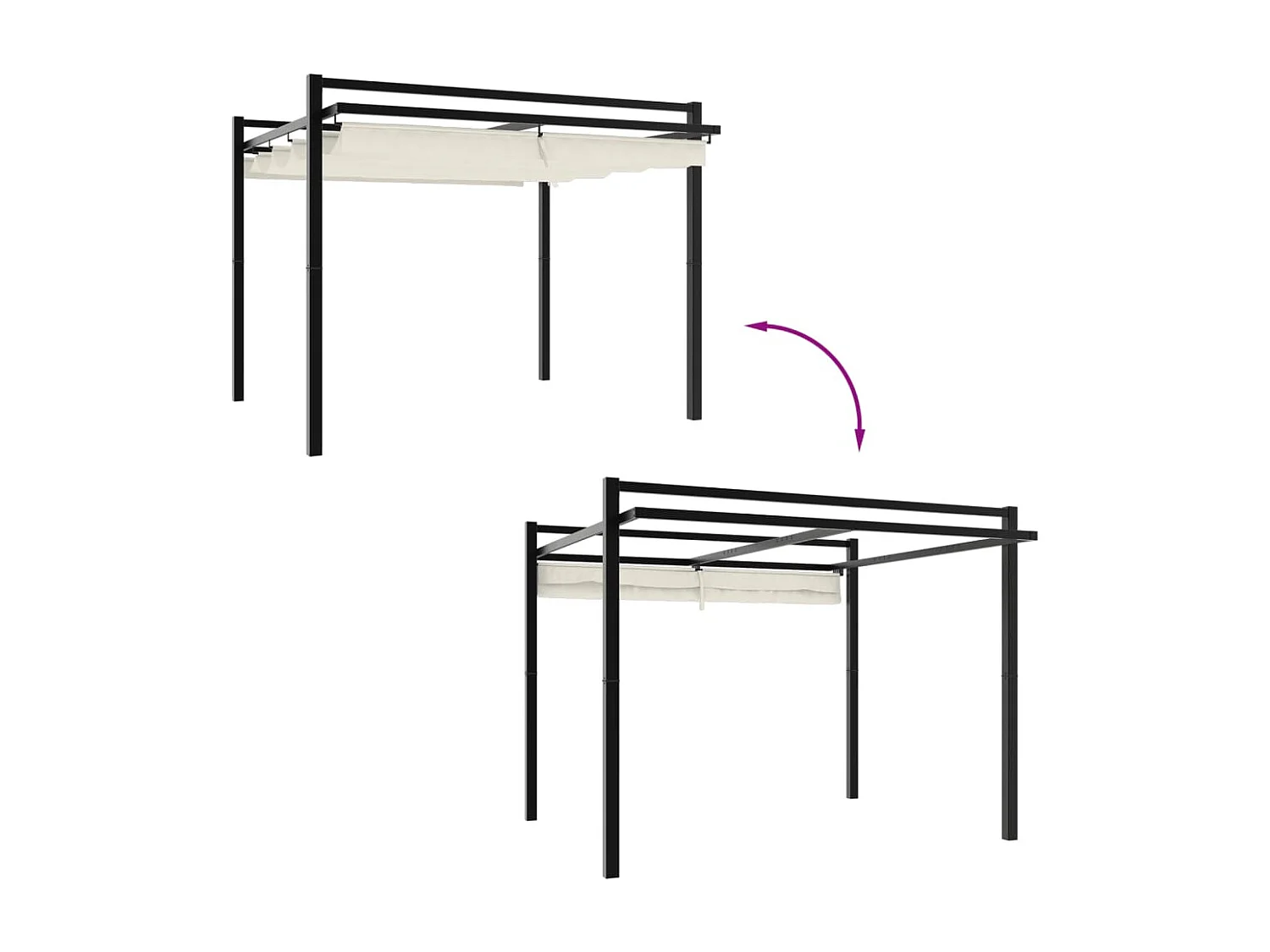 Tonnelle de jardin avec toit rétractable crème 3x3 m aluminium