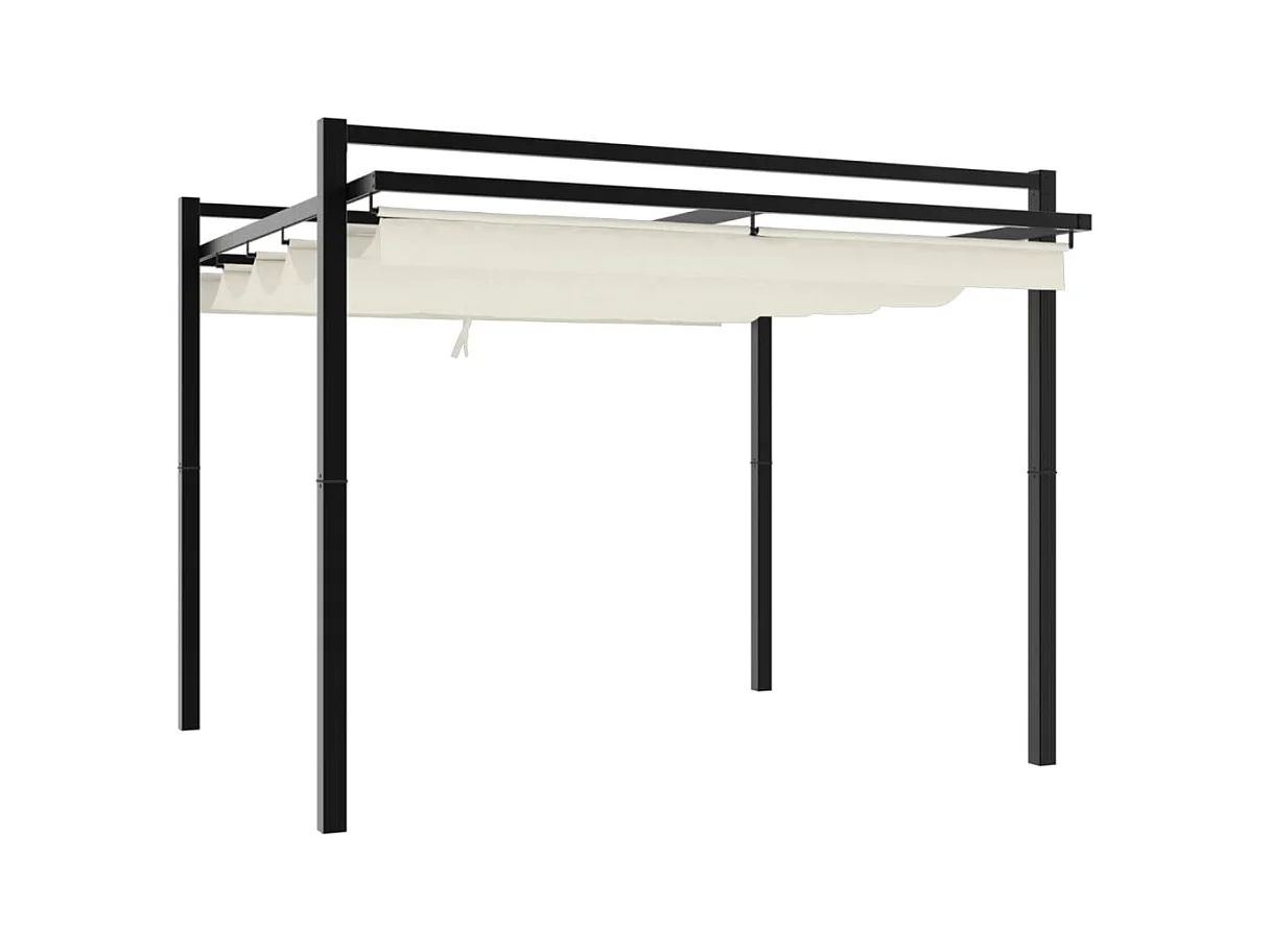 Tonnelle de jardin avec toit rétractable crème 3x3 m aluminium